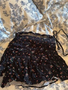 Urban Outfitters Black Mini Skirt with Pink Floral Print